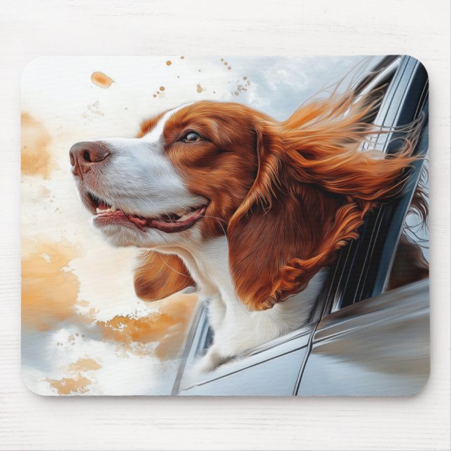 Joyful Dog in the Wind Art Print Mouse Mat (Front)
