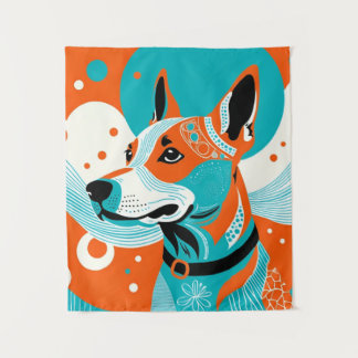 Joyful Dog Portrait Tapestry