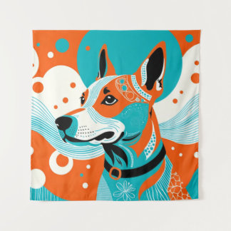 Joyful Dog Portrait Tapestry