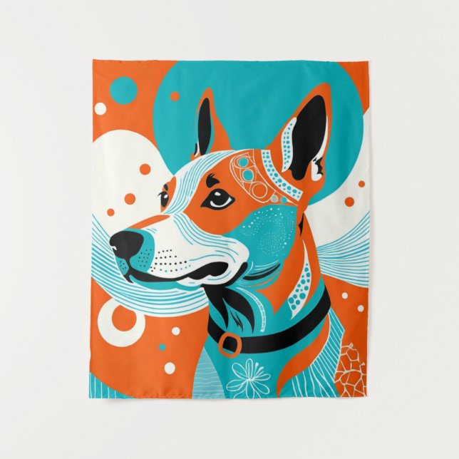 Joyful Dog Portrait Tapestry (Front)