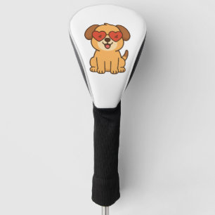 Joyful Dog with Heart Sunglasses, Pet Lover design Golf Head Cover