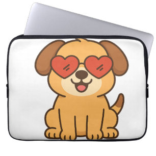 Joyful Dog with Heart Sunglasses, Pet Lover design Laptop Sleeve