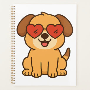 Joyful Dog with Heart Sunglasses, Pet Lover design Planner