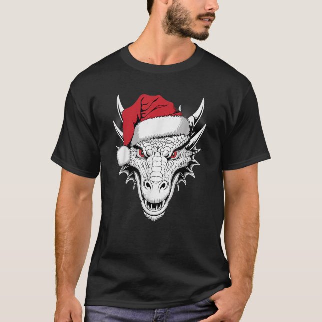Joyful Dragon Santa on Dragon Christmas  T-Shirt (Front)