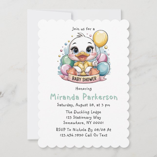 Joyful Duckling Baby Shower Invitation (Front)