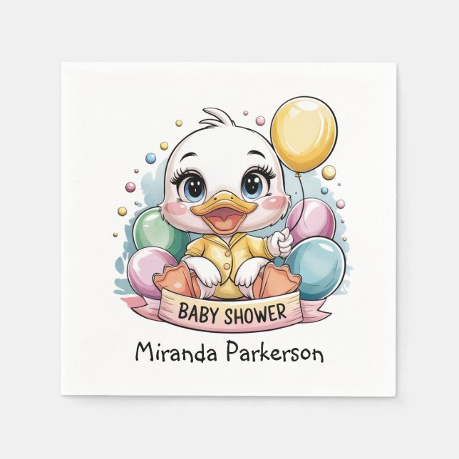 Joyful Duckling Baby Shower Napkin (Front)