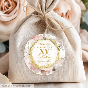 Joyful Dusty Pink Ivory Gold Birthday Favor Tags