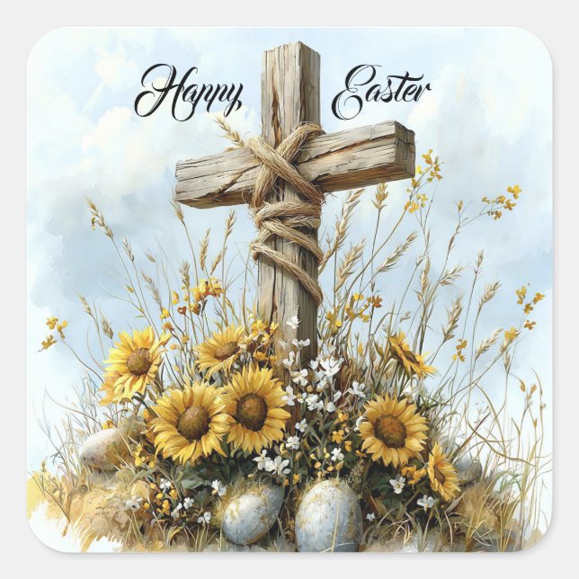 Joyful Easter Blessings Square Sticker (Front)