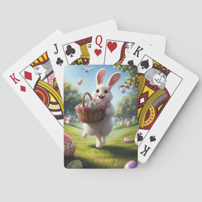 Joyful  Easter Bunny Playing Cards (Back)