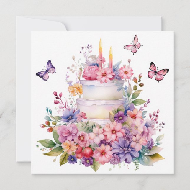 Joyful Elegance: Enchanted Garden Birthday Card (Front)