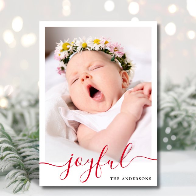 Joyful Elegant Photo Christmas Holiday Card (Creator Uploaded)
