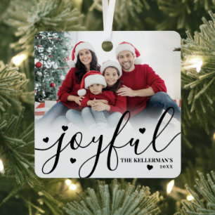 Joyful Elegant Script Custom Photo Metal Tree Decoration