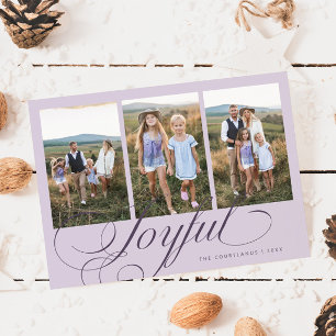 Joyful Elegant Script Purple Multi Photo Holiday