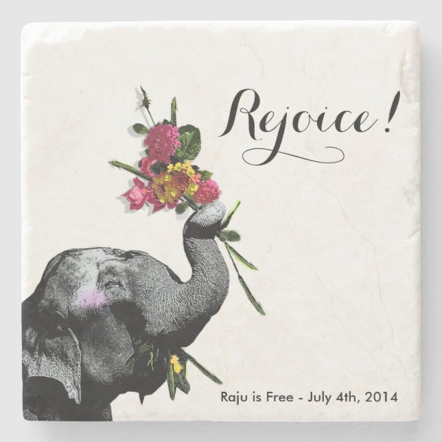 Joyful Elephant - Live for the Day! Stone Coaster (Front)