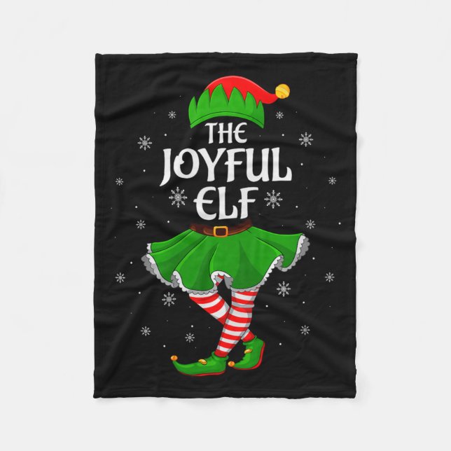 Joyful Elf Christmas Family Girls Women Elf Squad  Fleece Blanket (Front)
