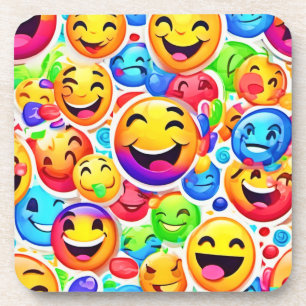 Joyful Emotion Art: Colorful Painting Coaster