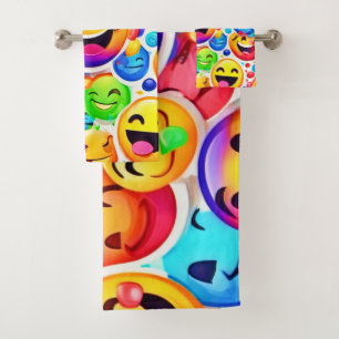 Joyful Emotion Art: Colourful Painting Bath Towel Set