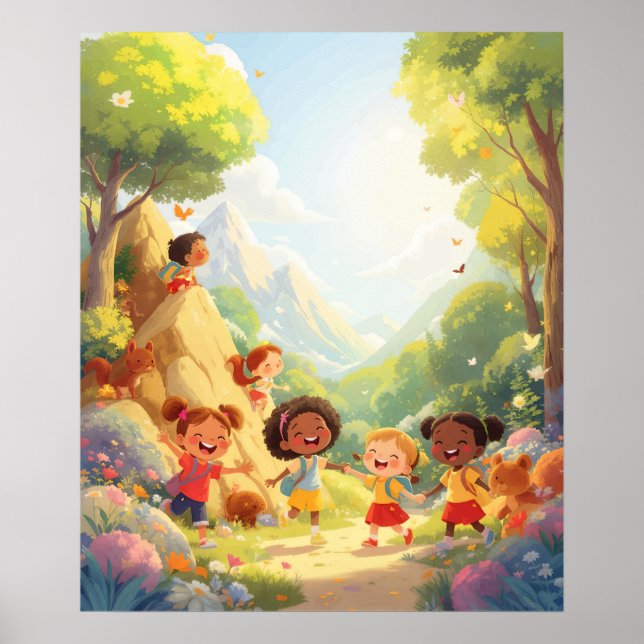 Joyful Explorers – Nature Adventure Wall Art  (Front)