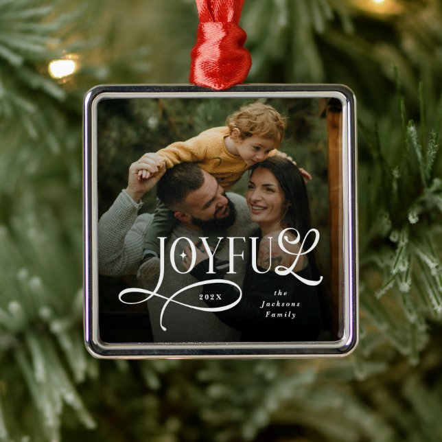 Joyful Family  Photo Christmas  Metal Tree Decoration (Tree)