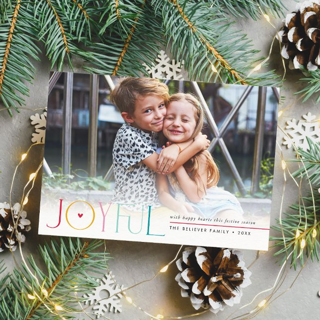 JOYFUL FAMILY PHOTO modern cute kids colourful Announcement (Creator Uploaded)