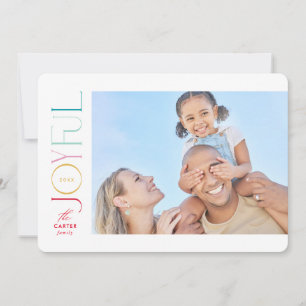 JOYFUL FAMILY PHOTO modern elegant font colorful Holiday Card