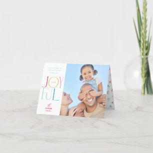 JOYFUL FAMILY PHOTO modern elegant type colorful Holiday Card