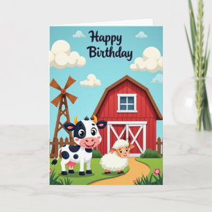 Joyful Farm Animal Birthday Card