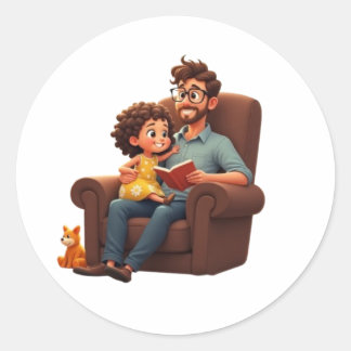 Joyful father day classic round sticker