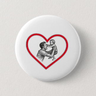 Joyful Fatherhood - Dad and Baby Heart Illustratio 6 Cm Round Badge