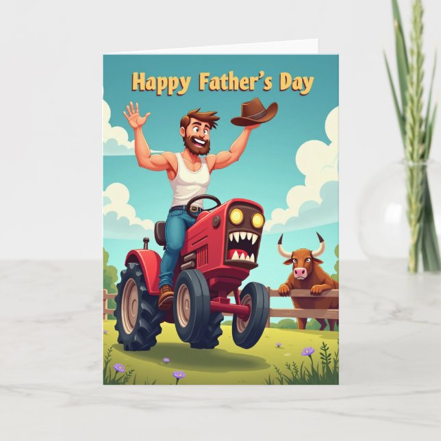 Joyful Fathers Day Farm Scene Card (Front)