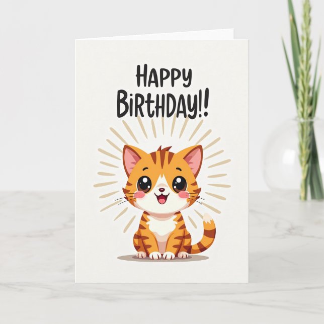 Joyful Feline Birthday Card (Front)