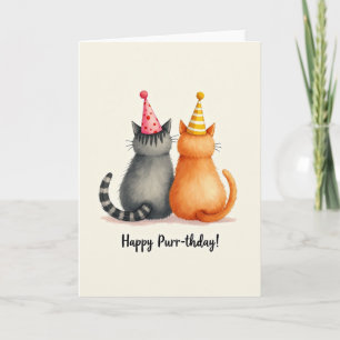 Joyful Feline Friends Party Hat Card