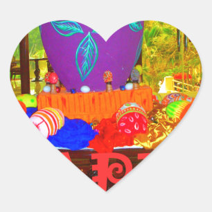 Joyful Festive Springtime Easter Colourful Eggs Ar Heart Sticker