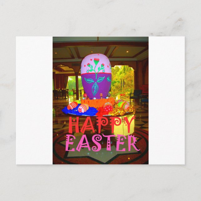 Joyful Festive Springtime Easter Colourful Eggs Ar Holiday Postcard (Front)