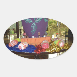Joyful Festive Springtime Easter Colourful Eggs Ar Oval Sticker