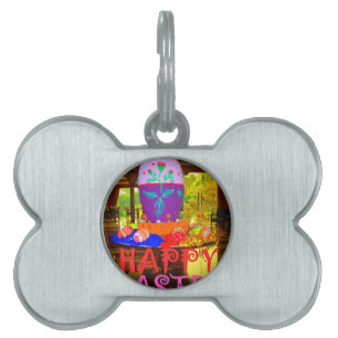 Joyful Festive Springtime Easter Colourful Eggs Ar Pet ID Tag