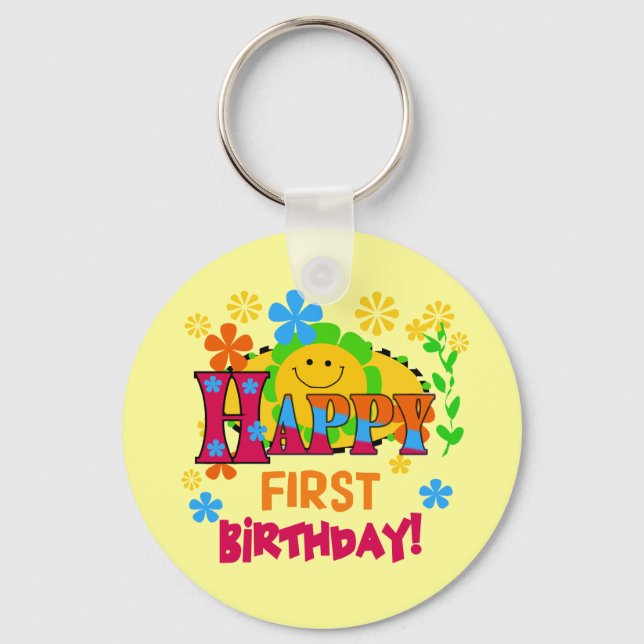 Joyful First Birthday T-shirts and Gifts Key Ring (Front)