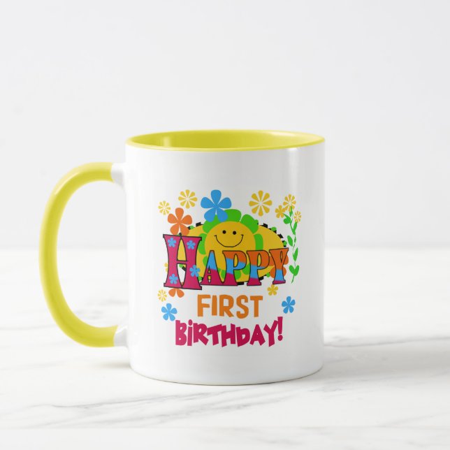 Joyful First Birthday T-shirts and Gifts Mug (Left)