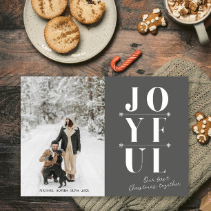 Joyful First Christmas Modern Grey Couple Dog Holiday Card