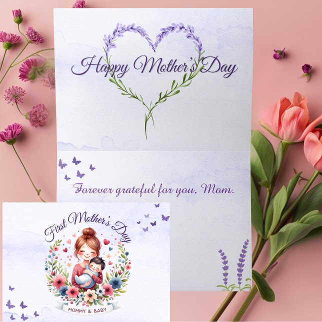 Joyful First Mother's Day Card with Mummy and Baby (Creator Uploaded)