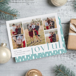 Joyful Five Holiday Photo Collage Card Frost