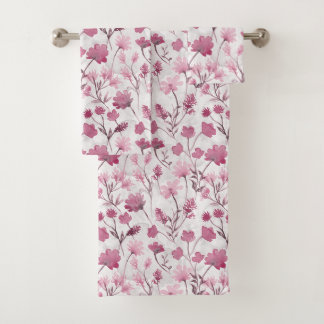 Joyful Flora Bathroom Towel Set - Rose