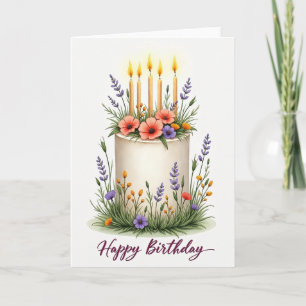 Joyful Floral Cake Birthday Card