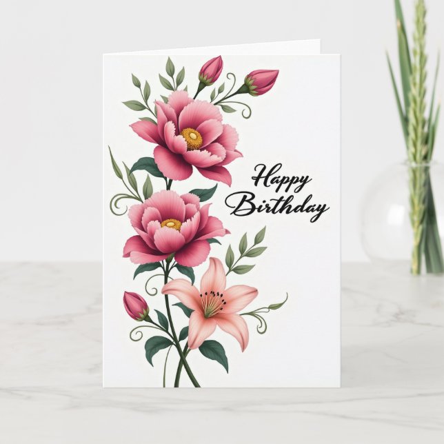 Joyful Floral Cascade Card (Front)