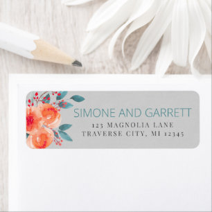 Joyful Floral Orange and Teal Return Address