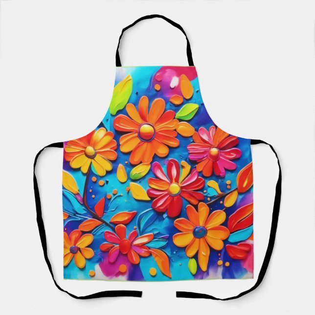 Joyful Floral Painting Apron (Front)