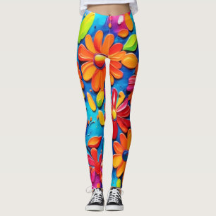 Joyful Floral Painting Leggings