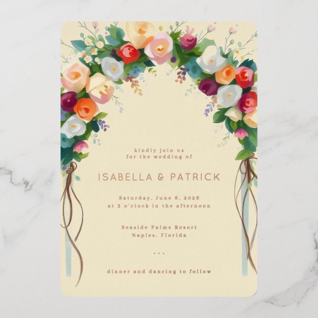 Joyful Floral Wedding Invitation (Front)