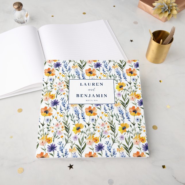 Joyful Floral Wildflowers Guest Book (Front Open)