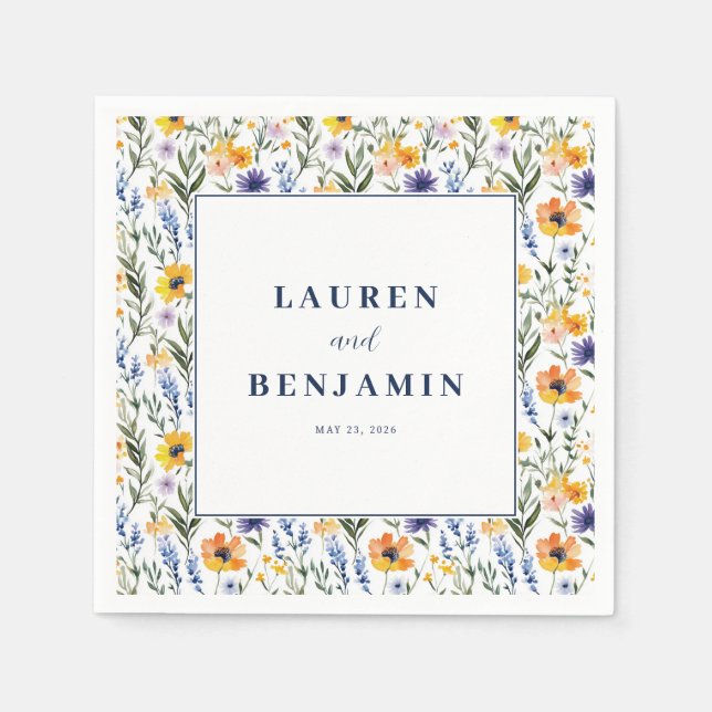 Joyful Floral Wildflowers Napkin (Front)